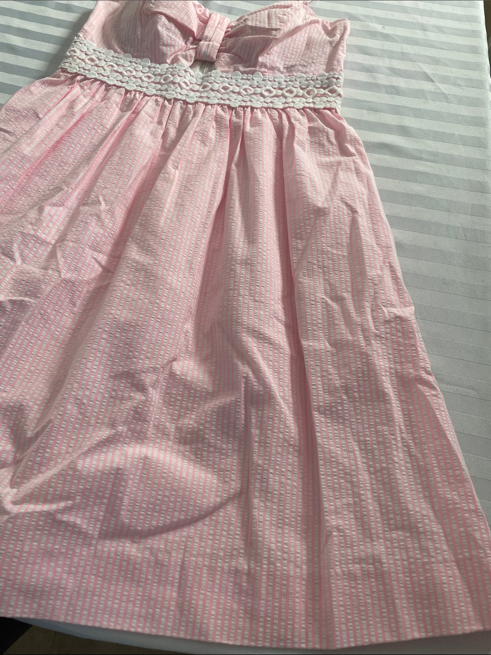 Lilly Pulitzer Pink & White Striped Spaghetti Strap Sundress with Bow - Picture 5 of 12